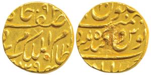 Mir Mahabub Ali Khan II, Gold Ashrafi, 11g, Farkhanda Bunyad Hyderabad Mint, AH 1294, (KM 
