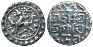 Govinda Manikya, Silver ¼ Rupee, 2.45g, SE 1582 (AD 1660), lion to left and Bangala legend