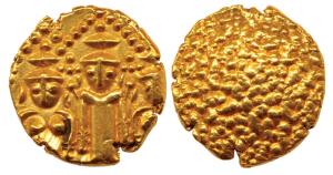 3 Swami Gold Pagoda, 3.50g, Lord Balaji with his consorts on either sides, standing facing
