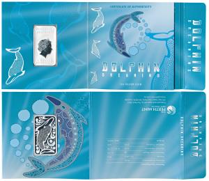 Australia, Elizabeth II, Silver Dollar, 2010, 1 ounce rectangle shape with dolphin on obv.