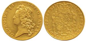 Great Britain, George II, Gold 2 Guineas, 16.44g, young laureate head on obv., crowned shi