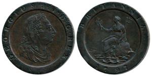 Great Britain, George III, Copper Cartwheel Twopence, 55.88g, 1797, laureate bust on obv.,