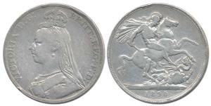 Great Britain, Victoria, Silver Crown, 27.7g, 1890, Fine, Scarce.