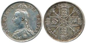 Great Britain, Queen Victoria, Silver Florin or 2 Shillings, 11.3g, 1887, (KM 762). Very F