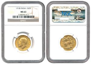 Great Britain, George V, Gold Sovereign, 8g, Bombay Mint, 1918, 'I' (India) mint mark, bel