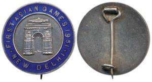 First Asian Games Cap Badge, Silver and Enamel, 1951, New Delhi. Extremely Fine, Scarce.