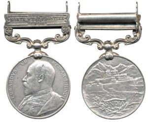 Silver, India General Service, Edward VII, 1 bar, North West Frontier, 1908 to 77 Lance Na
