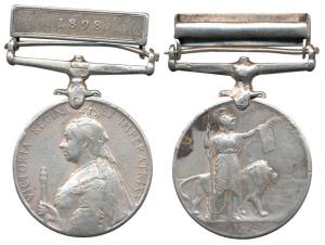 Silver, East and Central Africa Medal, Queen Victoria, 1 bar, 1898 to 1093 Naik Prabhoo Si