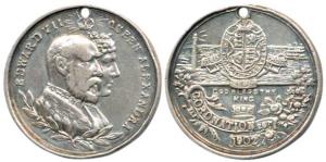 Edward VII & Queen Alexandra, Silver Coronation Medal, 5.78g, coat of arms and God Bless t