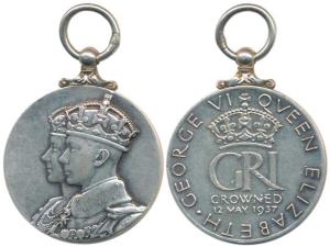 George VI and Queen Elizabeth Coronation Medal, Silver, 12th May 1937, with suspender. Ext