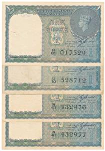 George VI, Rupee 1, 1944, signed C. E. Jones, different prefixes, (Jhun 1.1A). Fine+ to Ve