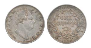 Willaim IV, Silver Rupee, 1835, Calcutta Mint, A / III / dug out 'F'. Very Fine, Scarce.