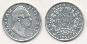 William IV, Silver Rupee, 1835, Calcutta Mint, A / I / 'F' raised. About Very Fine, Rare.