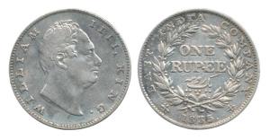 William IV, Silver Rupee, 1835, Calcutta Mint, obv. B / rev II, 20 Berries, R. S. incuse. 