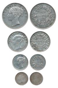 Victoria Queen, Silver (4), Rupee, ½ Rupee, ¼ Rupee and 2 Annas, 1840/41, continuous legen