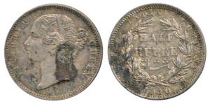Victoria Queen, Silver ½ Rupee, 1840, divided legend, obv. WW incuse, rev. 24 Berries. Abo