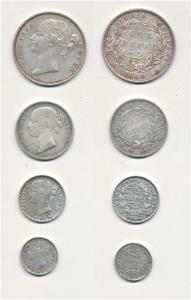 Victoria Queen, Silver (4), Rupee, ½ Rupee, ¼ Rupee and 2 Annas, 1840/41, divided legend. 