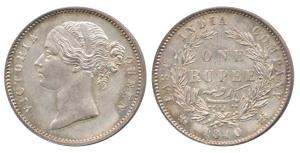 Victoria Queen, Silver Rupee, 1840, Calcutta Mint, divided legend, obv. WW raised, rev. 28
