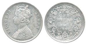 Victoria Queen, Silver Rupee, 1862, Bombay Mint, A / II / 0 / 10 dots. About Uncirculated,