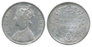 Victoria Queen, Silver Rupee, 1862, Bombay Mint, A / II / 1 / 10. Fine+, Rare.