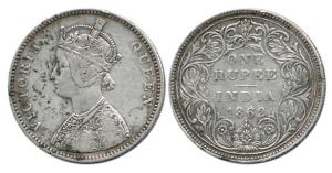 Victoria Queen, Silver Rupee, 1862, Bombay Mint, A / II / I / I. About Very Fine, Scarce.