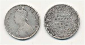 Victoria Empress, Silver ½ Rupee, 1879, Calcutta Mint, A / I / 'C' incuse. Very Rare, Fine