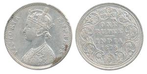 Victoria Empress, Silver Rupee, 1879, Bombay Mint, A3 / II / dot. About Very Fine, Scarce.