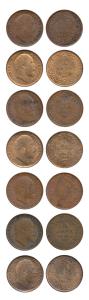 Edward VII, Copper (7), 1/12 anna, 1904 to 1910. Very Fine+ to Uncirculated, Scarce as a s