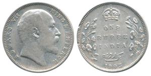 Edward VII, Silver Rupee, 1903, Bombay Mint, 'B' incuse, No Dot. Very Fine+, Scarce.