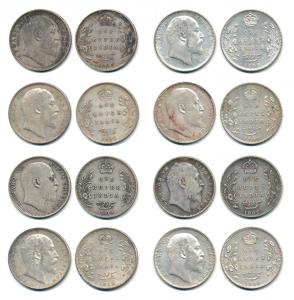 Edward VII, Silver Rupee (8), 1903 to 1910, All Bombay Mint except 1910 which is Calcutta 