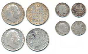 Edward VII, Silver (4), Rupee (2) and ¼ Rupee (2), 1906 Bombay Mint, 1907 Calcutta Mint, 1
