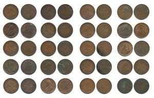 George V, Copper ¼ Anna (20), various dates. Fine+ to Extremely Fine. (20)