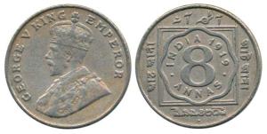 George V, Cupro-Nickel 8 Annas, 1919, Bombay Mint. Very Fine, Rare.