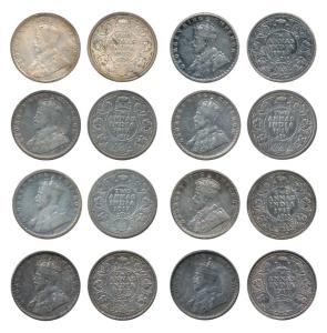 George V, Silver 2 Annas (8), 1917, Calcutta Mint. Fine+ to Extremely Fine. (8)