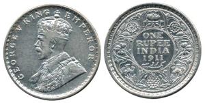 George V, Silver Rupee, 1911, Calcutta Mint, Pig Rupee. Very Fine, Scarce.