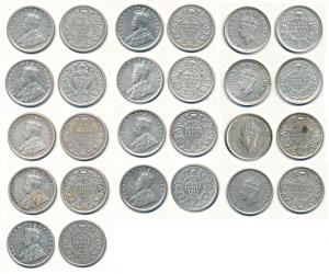 George V and VI, Silver and Half Silver, ¼ Rupee (13), 1912 Calcutta Mint, 1913 Calcutta M