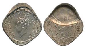 George VI, Cupro-Nickel, ½ Anna, 1946, Bombay Mint, Error. Very Fine+.