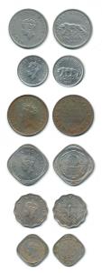 George VI, Copper, Cupro-Nickel, Nickel (6), 1939 and 1947, Bombay Mint. About Very Fine t