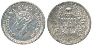 George VI, Half Silver Rupee, 1944, Bombay Mint, die rotate, the edge cuts on two sides of