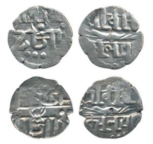 Vira Kerala (AD 1102-1144), Silver (2), obv. Nagari legend Shri vira Keralasya with a croc