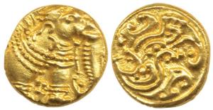 Gangas of Talkad, Gold Gajapati Pagoda, 3.92g, an ornate elephant standing to right on obv