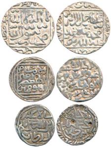 Silver Tanka (3), Sikandar-bin-Ilyas, al Mujahid Sibil Rahman legend; Jalal ud-din Muhamma