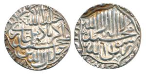 Akbar, Silver Rupee, 11.46g, mintless, stylization that of Lahore Mint, Kalima type, AH 97