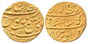 Rafi-ud-Darjat (AH 1131, AD 1719), Gold Mohur, 10.9g, Shahjahanabad Mint, RY Ahd, (KM 408.