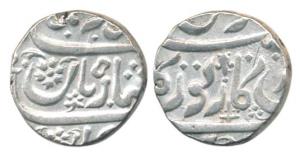 Sarkar Torgal Narsinpur Mint, Silver Rupee, 11.14g, in the name of Muhammad Shah, inverted