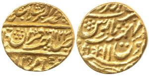 Randhir Singh, Gold Mohur, Brajinderpur Mint, in the name of Muhammad Akbar II, AH 123x/11
