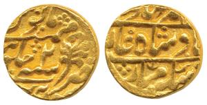 Mughal issue, Sawai Jaipur Mint, Gold Mohur, 10.84g, in the name of Bahadur Shah II, RY 2,