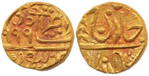 Umed Singh (AD 1947-1949), Gold Mohur, 11g, with the name of George VI, Go symbol in Nagar