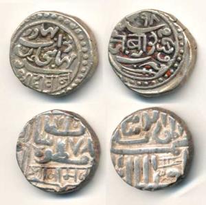 Silver Kori (2), Nawanagar, AH 978; Junagadh Mahabat Khan II, (KM 21 & 30); Silver Rupee (