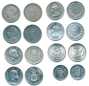 Silver Rupia (Rupee), Luiz I 1881 and 1882, Carlos I 1903 and 1904, Republic Issue 1912 an